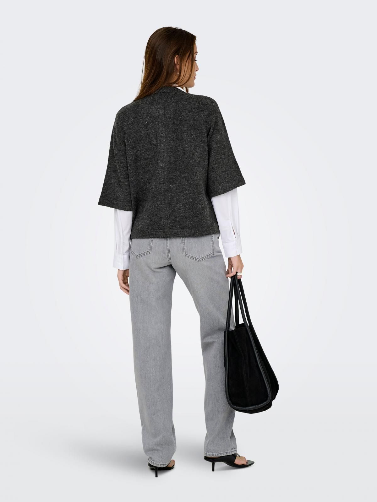 온리 모던 라운드넥 숏슬리브 니트 카디건 15348772_2383 GREY / DARK GREY MELANGE - 상세 이미지 3