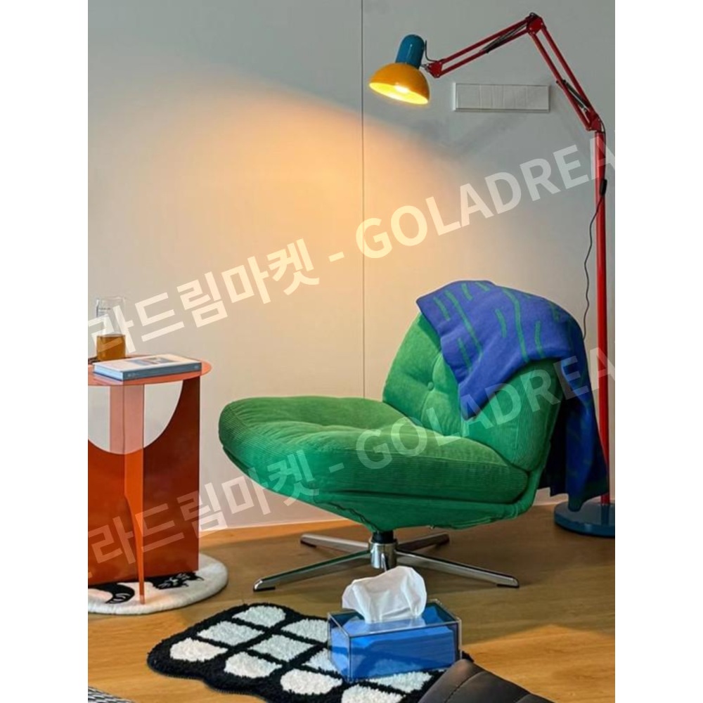 1인 리클라이너 빈티지 회전 디자이너 휴식 라운지체어 블랙 - 상세 이미지 4