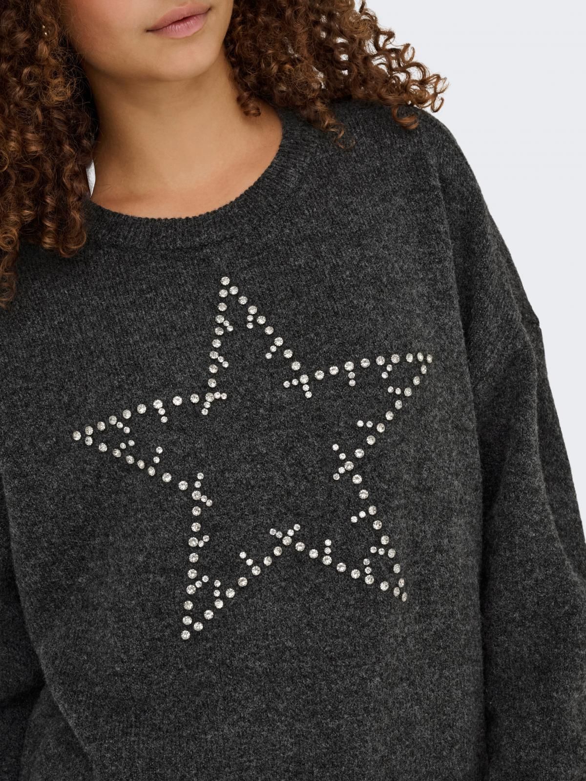 온리 비딩 라운드넥 니트 스타 포인트 15353062_2383_1201581 GREY / DARK GREY MELANGE 이미지 7
