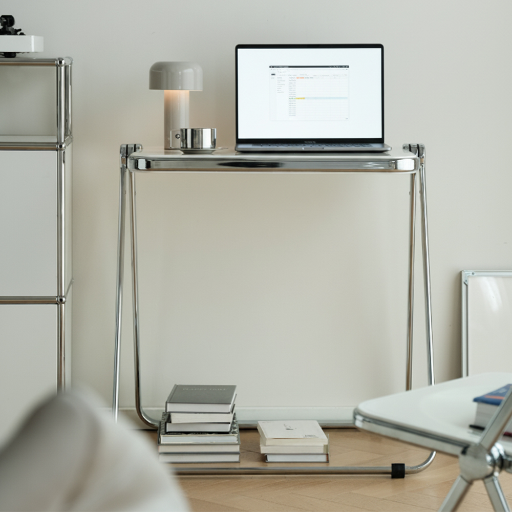 16피스 TZZ 접이식 폴딩 간이 다용도 접는 멀티 휴대용 미드센츄리 카페 크롬도금 테이블