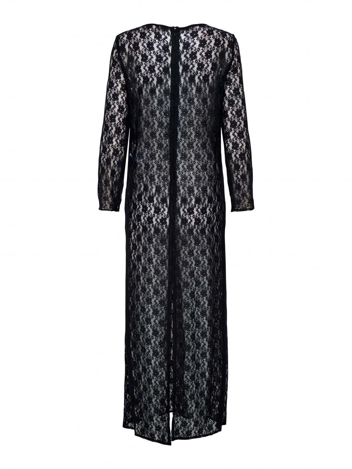 온리 시스루 테크니컬 라운드넥 롱 원피스 15357637_2161 BLACK / BLACK - 상세 이미지 4