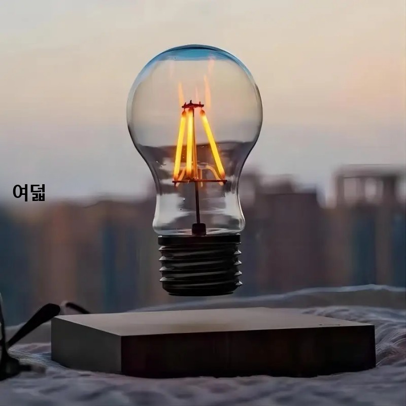 자기부상 무드등 창의적 디자인 유리 테이블 장식 책상용 생일 선물 인테리어 조명 홈데코 램프 원형 플레이트 - 상세 이미지 3