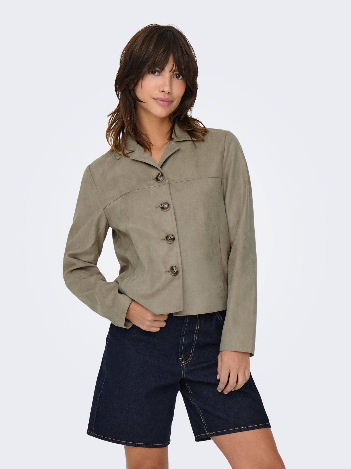 제이디와이 크롭 재킷 테일러드 스프레드카라 15355087_112 BROWN / TIMBER WOLF - 상세 이미지 2