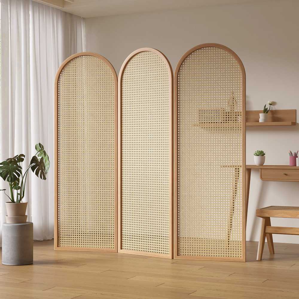 라탄 파티션 인테리어 공간 분리 감성 칸막이 가림막 월넛 2개 45x180cm - 상세 이미지 4