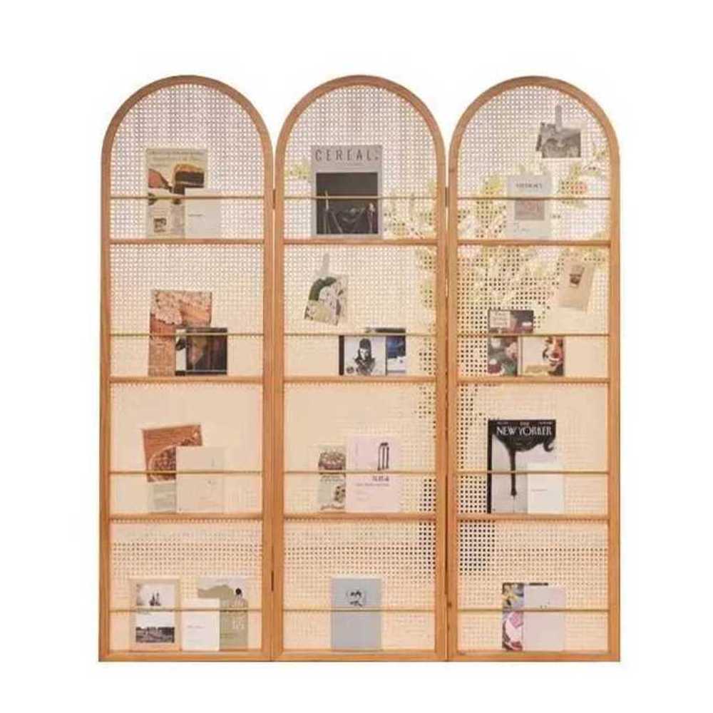 라탄 인테리어 파티션 공간 분리용 감성 원룸 가림막 50x170cm 월넛 2도어 - 상세 이미지 3