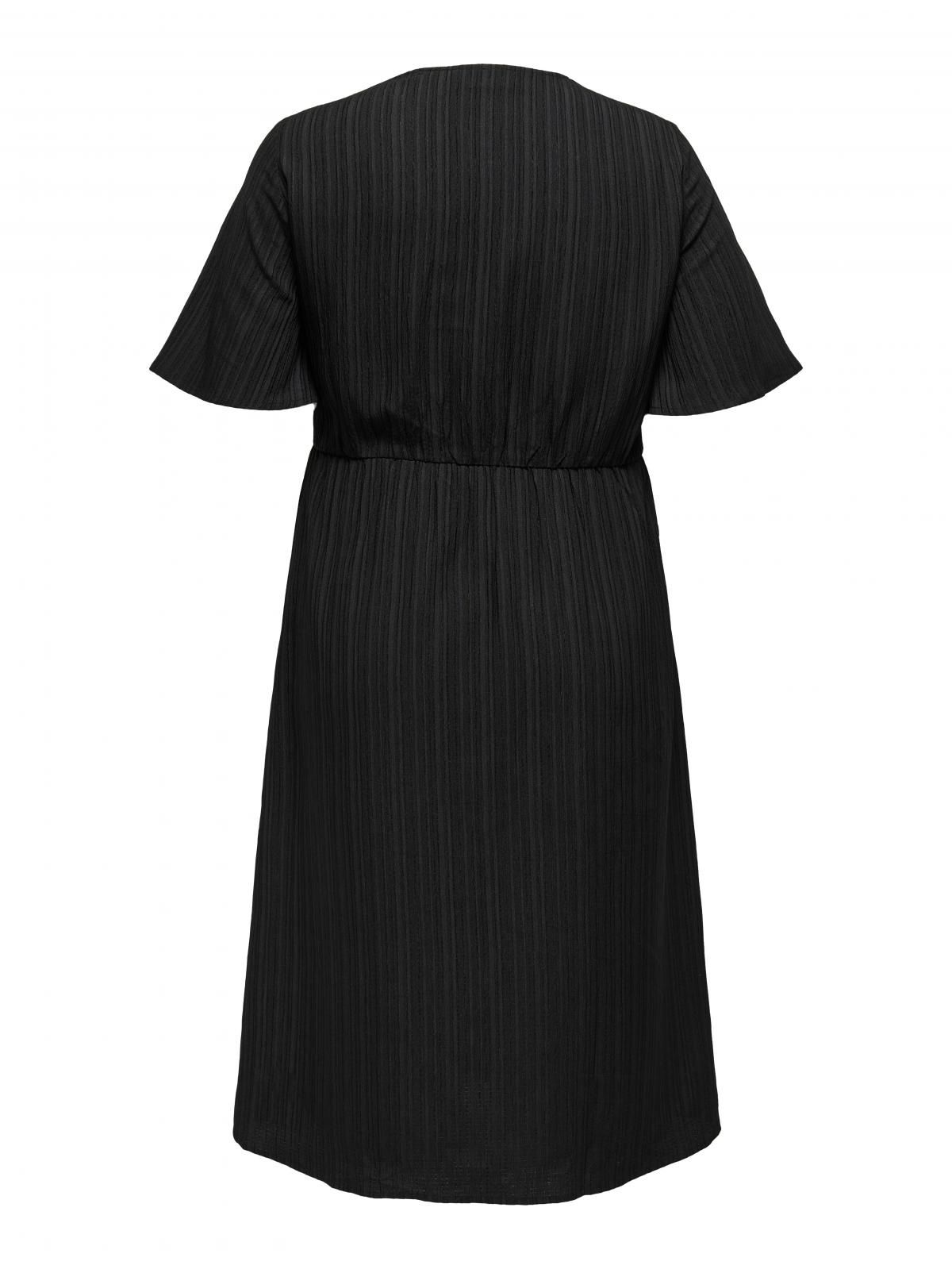 온리 플러스사이즈 브이넥 칼프 롱 원피스 15354632_2161 BLACK / BLACK - 상세 이미지 4