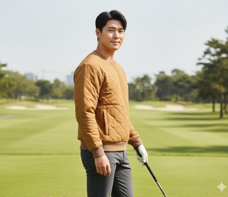 볼빅 남성 겨울 필드룩 방풍 퀄팅패턴 골프웨어 퀄팅 라운드 티셔츠 - 상세 이미지 3