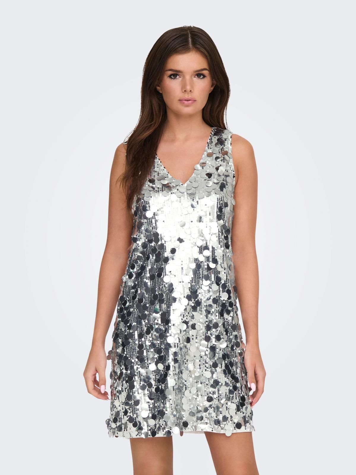 제이디와이 글리터 시퀸 파티 실버 미니 원피스 15350703_387 GREY / SILVER - 상품 이미지