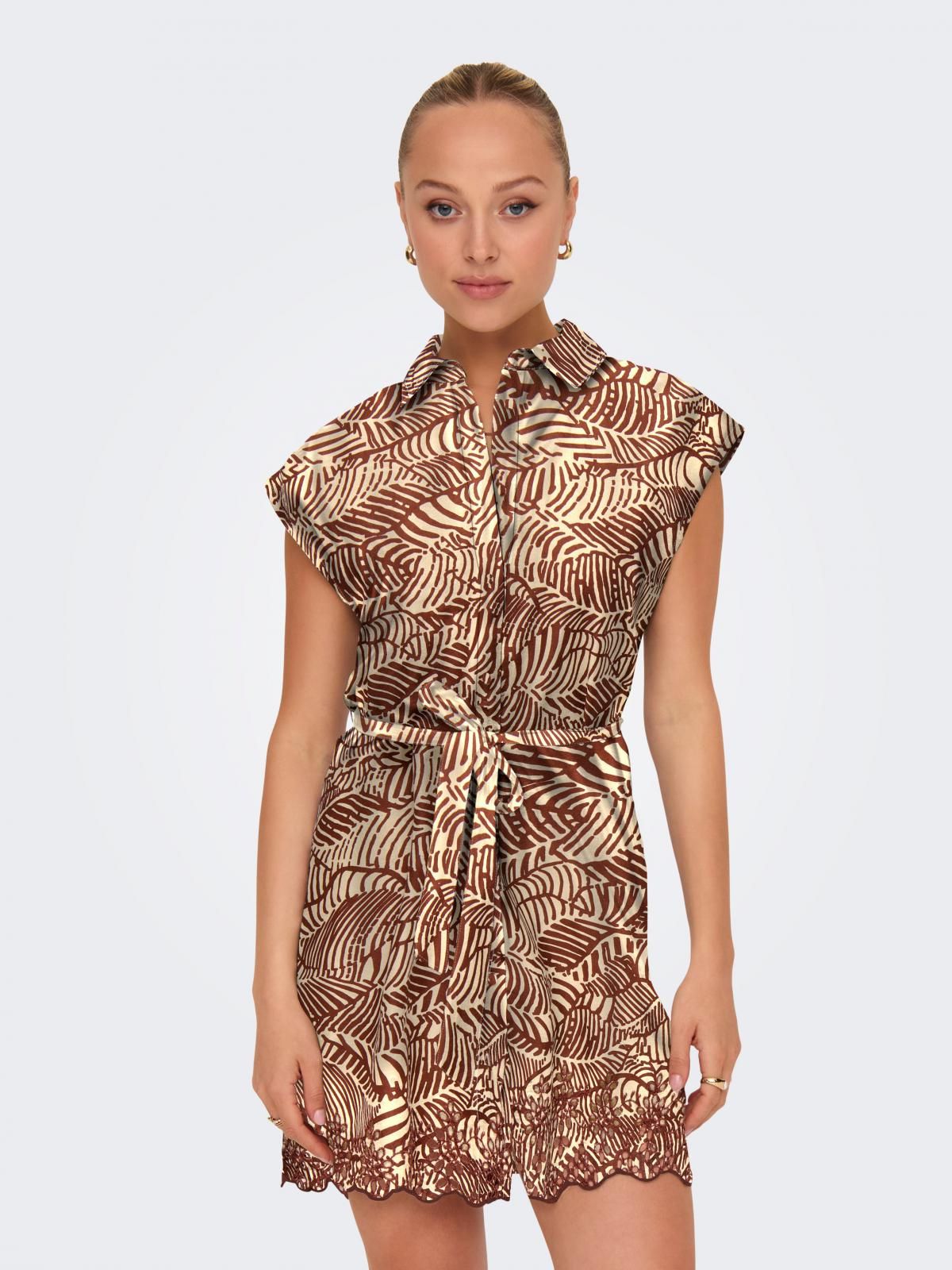 온리 펀칭 자수 벨트 미니 셔츠 원피스 15314411_404_1165764 BROWN / SABLE - 상세 이미지 2