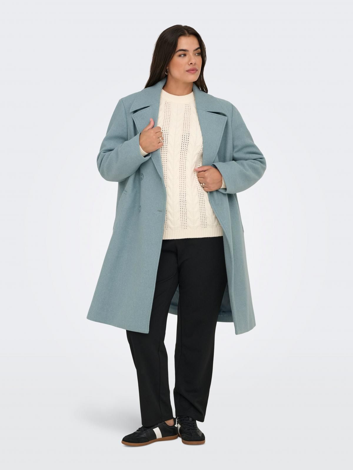 온리 테크니컬 더블버튼 롱 코트 플러스사이즈 15349997_1358 GREY / ARONA - 상세 이미지 5