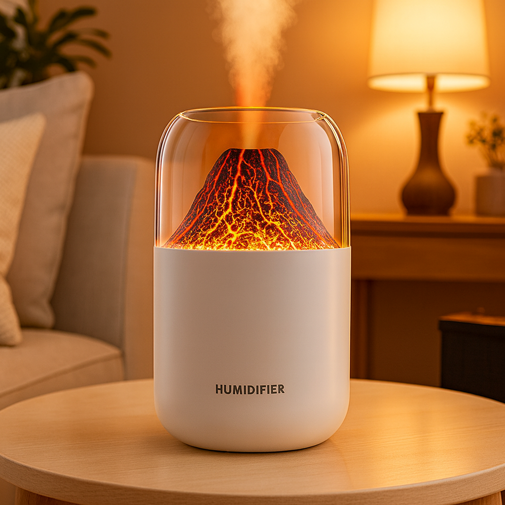 감성캠핑용 볼케이노 USB 무드등 가습기 미니 탁상용 무소음 V2 250ML 화이트