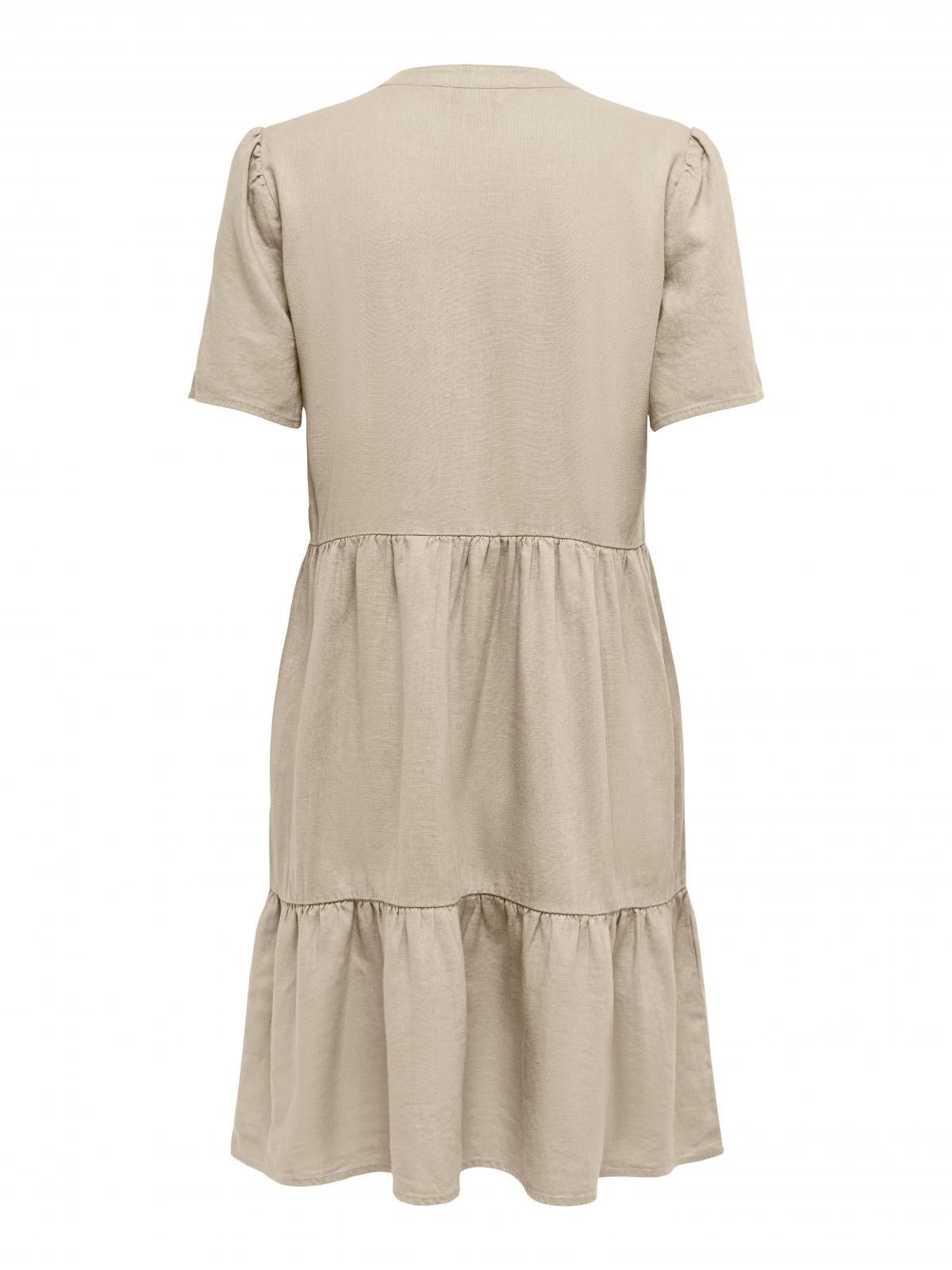 온리 베이지 미니 벨 원피스 브이넥 반팔 15310970_108 GREY / OXFORD TAN - 상세 이미지 4