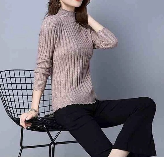 반목 골지니트 쫀쫀슬림핏 물결끝단 미들기장 겨울이너 - 상세 이미지 4