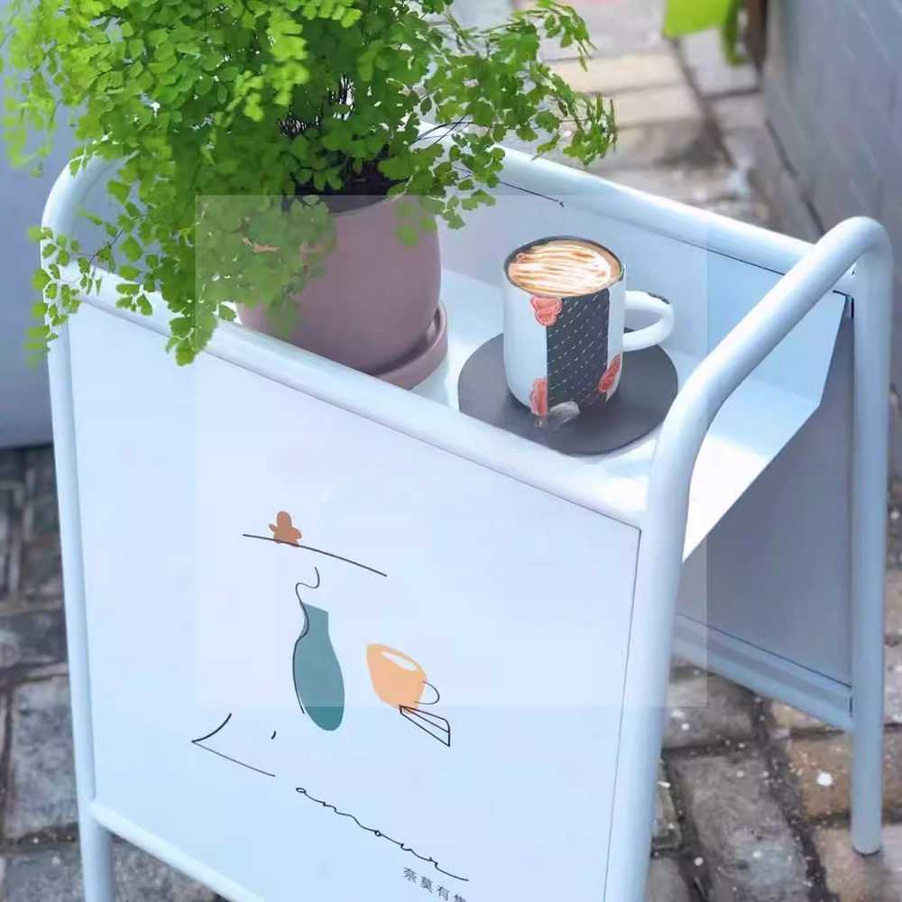철제 스탠드 간판 야외용 이동식 홍보 전시 입간판 화이트 53x70cm - 상품 이미지