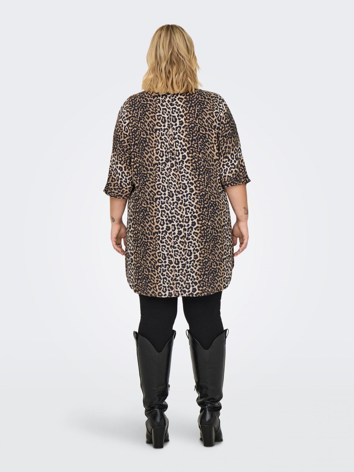 온리 애니멀 프린트 브이넥 미니 원피스 15346955_112_1181092 BROWN / TIMBER WOLF - 상세 이미지 2