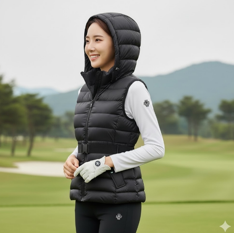 볼빅 여성 겨울 베스트 벨트형 구스다운 골프웨어 다운 패딩 조끼 - 상세 이미지 3