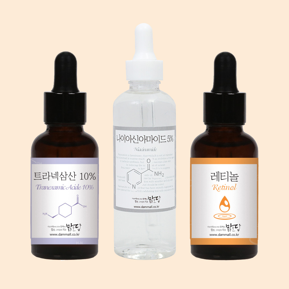 맑을담 백옥탱탱 세트 (트라넥삼산30ml+나이아신아마이드100ml+레티놀30ml) - 상품 이미지