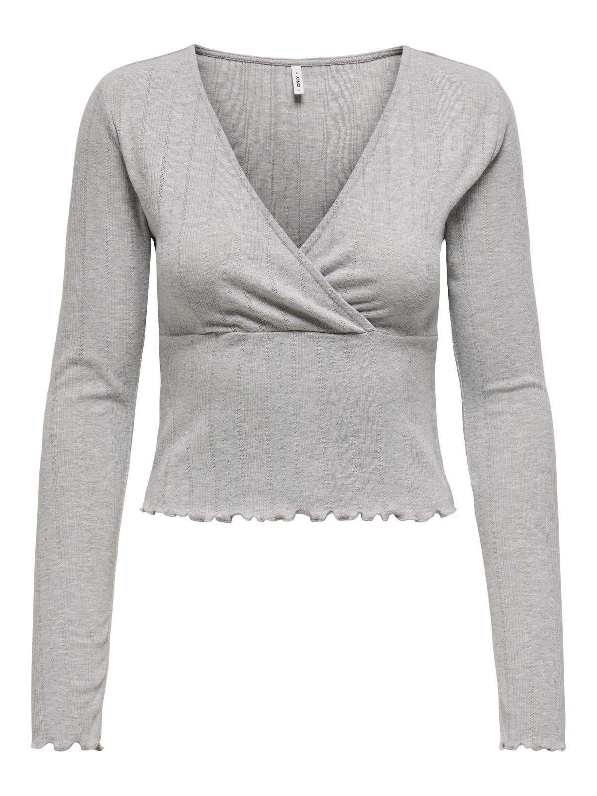 온리 테크니컬 브이넥 랩 긴팔 티셔츠 15343379_2381 GREY / LIGHT GREY MELANGE - 상세 이미지 3