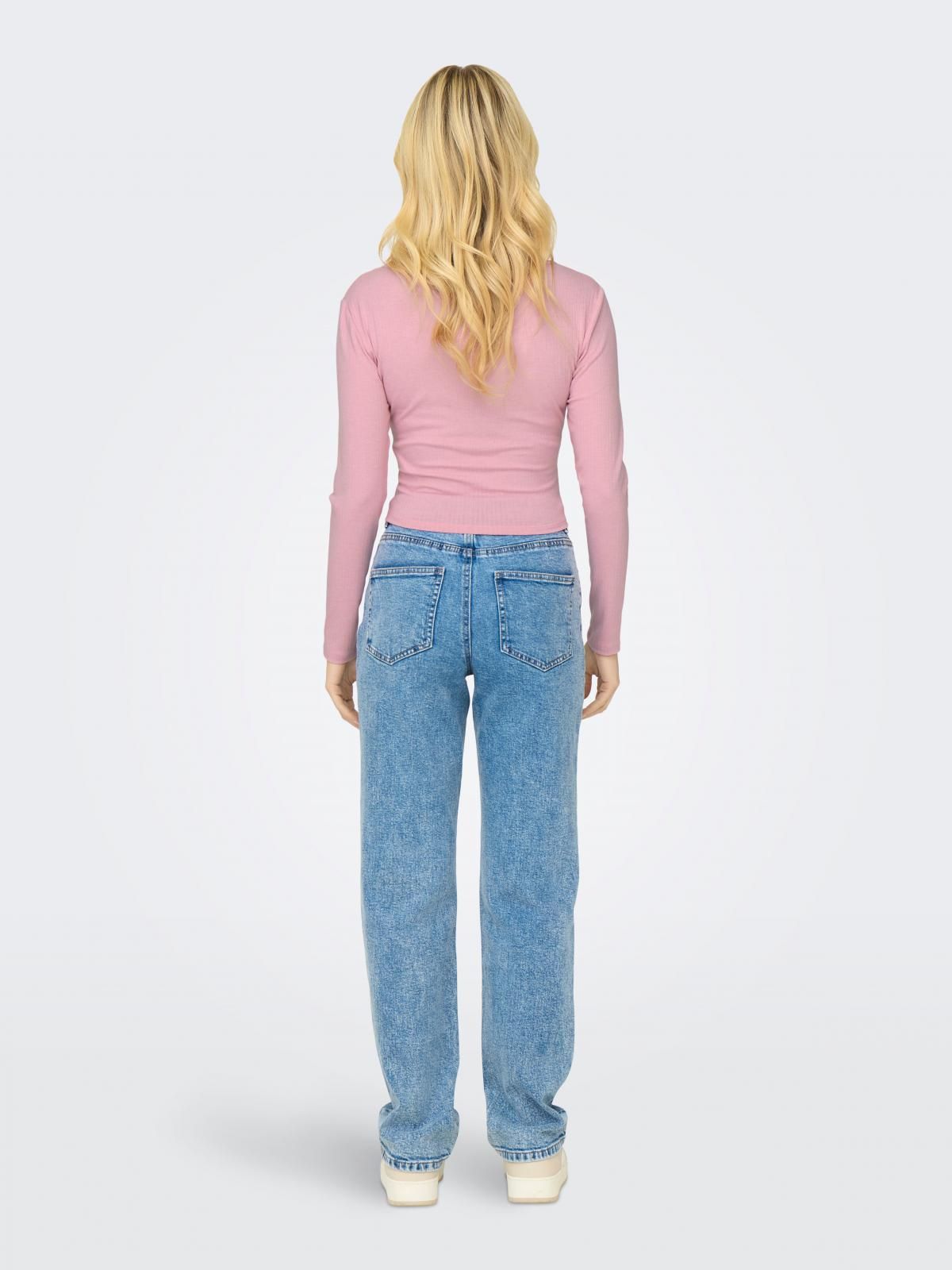 온리 페미닌 크롭 브이넥 랩 긴팔티셔츠 15332979_8263 RED / BLEACHED MAUVE - 상세 이미지 2