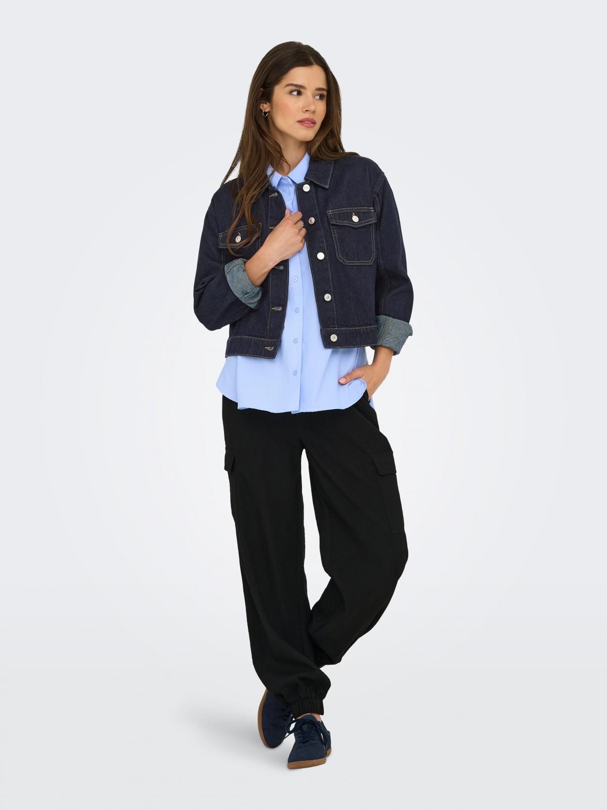 온리 테크니컬 데님 크롭 재킷 15339977_2114_1197624 BLUE / DARK BLUE DENIM - 상세 이미지 5