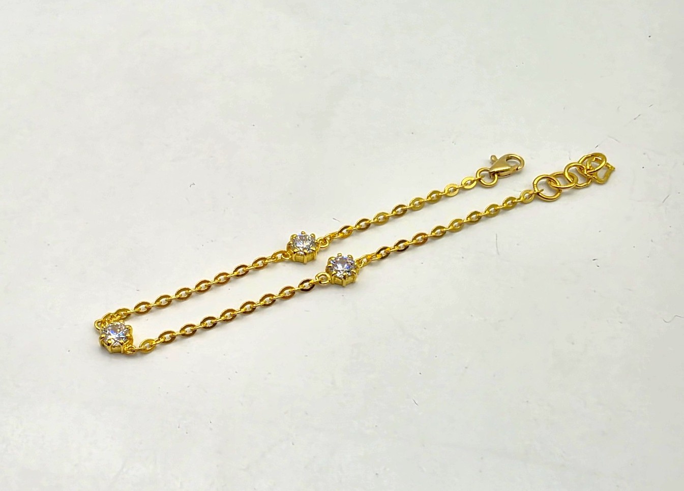 24K 순금 3.75g(1) 쓰리 화이트 큐 데일리 팔찌(18K 연결고리 장식) - 상세 이미지 5