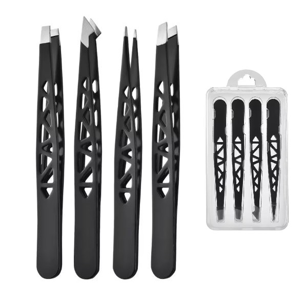 정밀 섬세 미용 족집게 4종 눈썹 피지 잔털 정리 수염 뽑기 미세 관리용 핀셋 4pcs - 상품 이미지