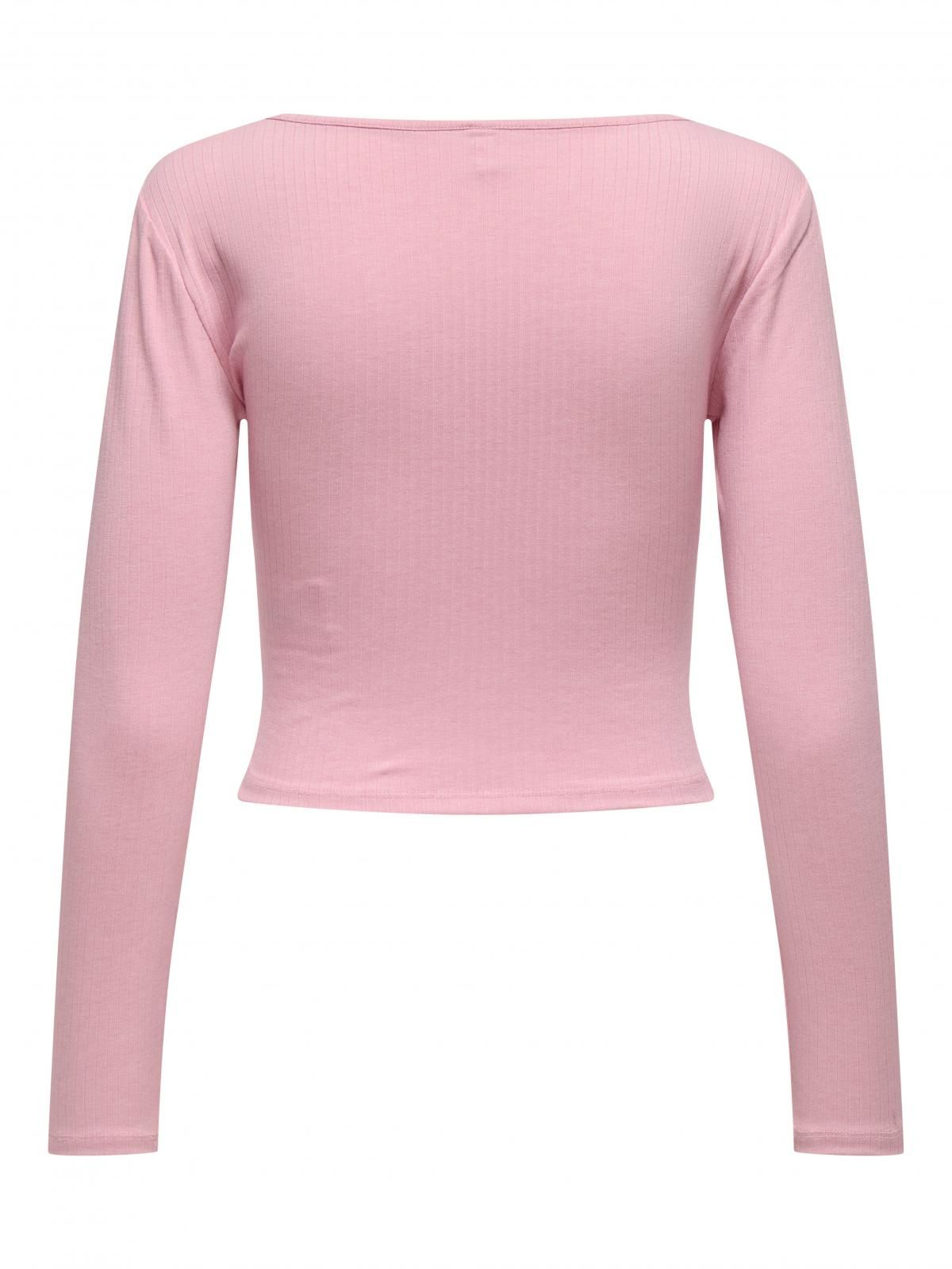 온리 페미닌 크롭 브이넥 랩 긴팔티셔츠 15332979_8263 RED / BLEACHED MAUVE - 상세 이미지 4