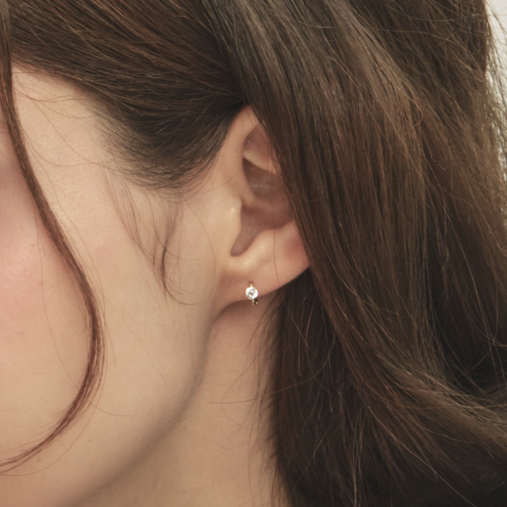 14k 베이직 큐빅 미니 원터치 링 귀걸이 6mm 귓바퀴 링 피어싱
