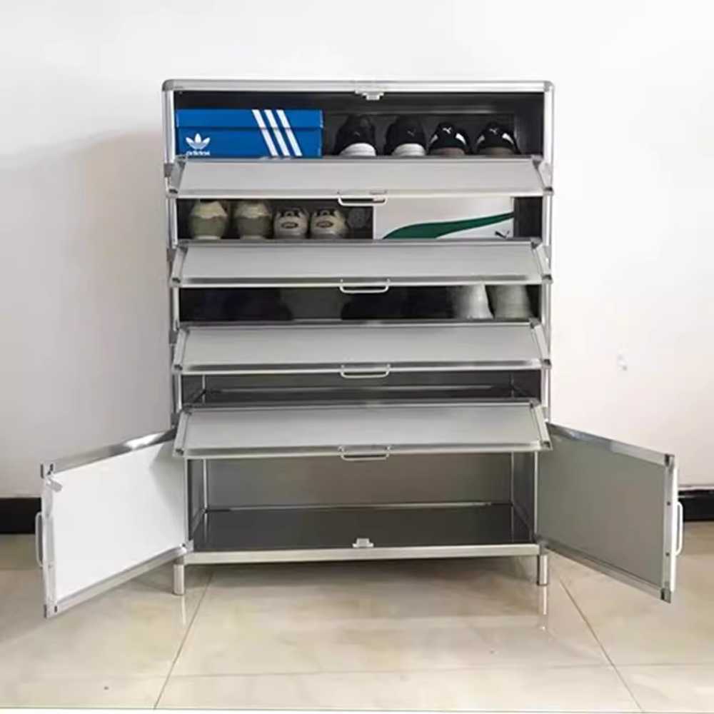 스테인리스 신발장 깔끔한 디자인 방수 통풍 수납장 4단 80x35x92cm 이미지 6