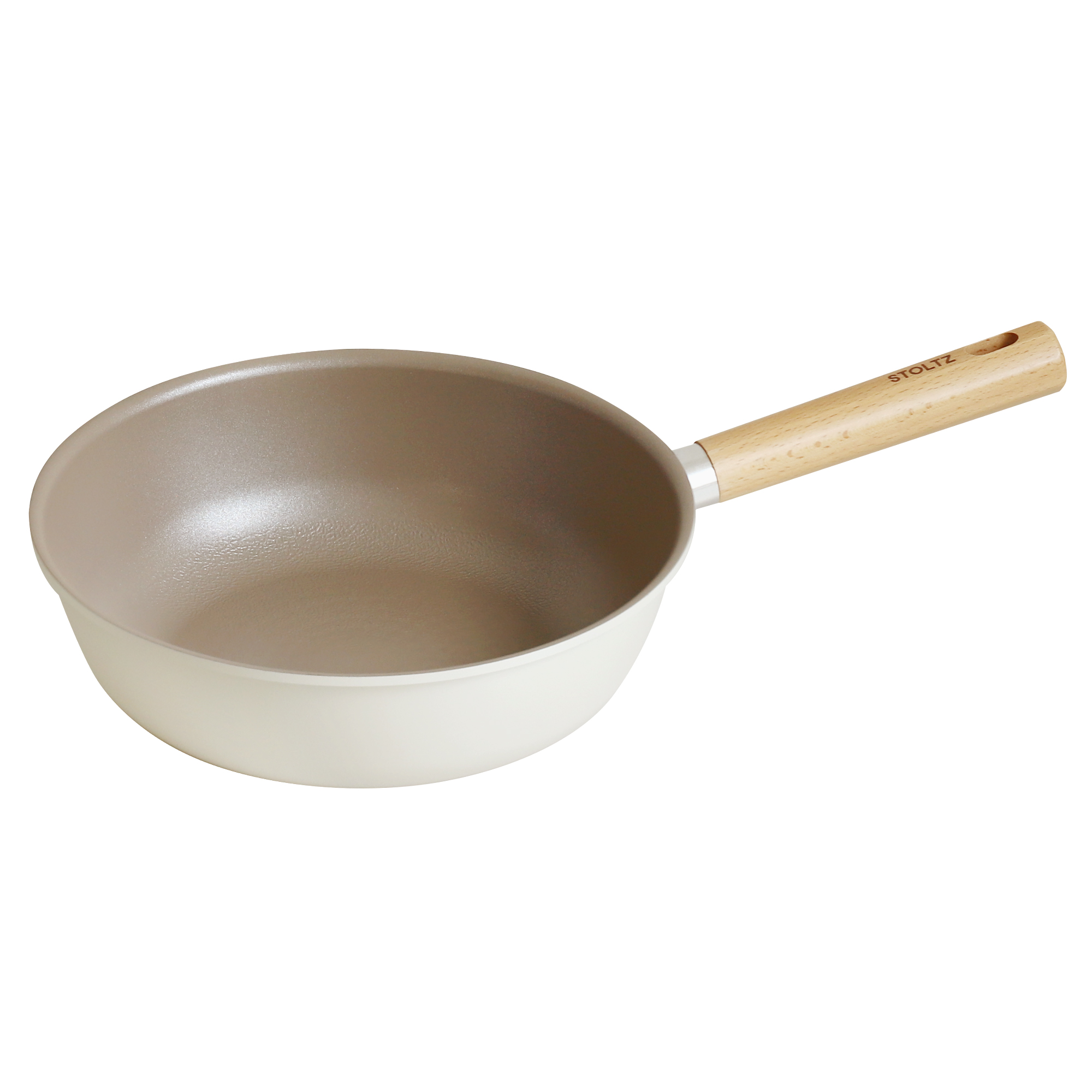 STOLTZ 슈톨츠 크림 쿡웨어 IH 궁중팬(웍팬) 28cm 원목손잡이 인덕션궁중팬 - 상품 이미지