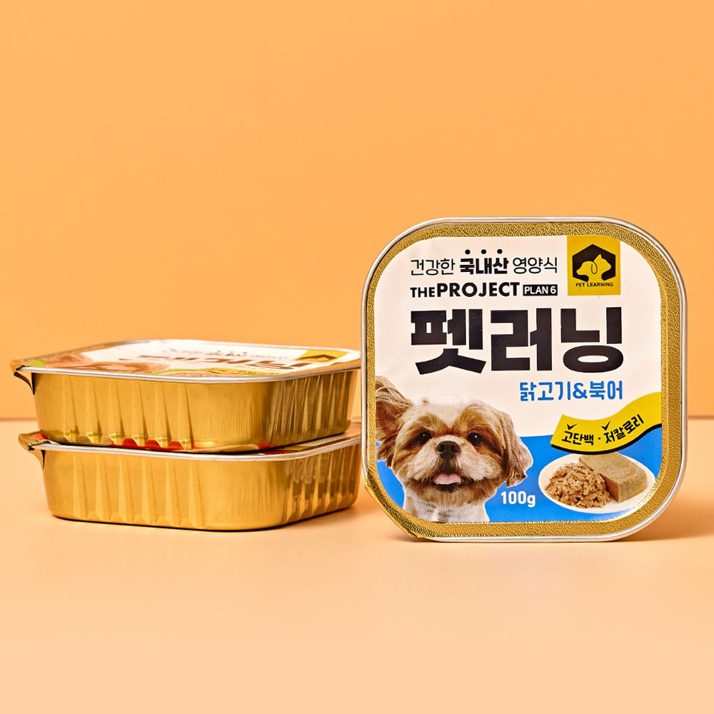 펫러닝 국내산 강아지통조림 애견간식 닭고기 북어 캔 100g - 상품 이미지
