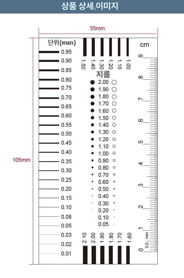 스케일측정 크랙게이지 자 크랙스케일 틈새게이지 틈새 갭 크랙 06-1 표준 0.1mm - 상세 이미지 4