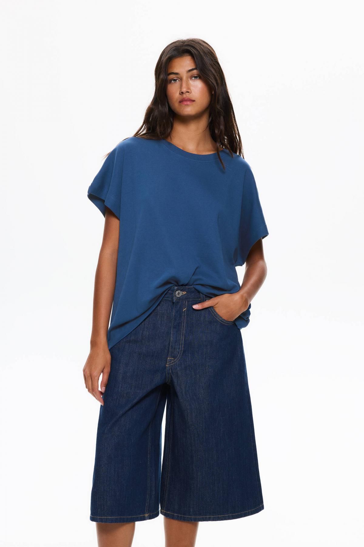 풀앤베어 오버사이즈 베이직 코튼 반팔 티셔츠 블루 3245/319 NAVY - 상세 이미지 3