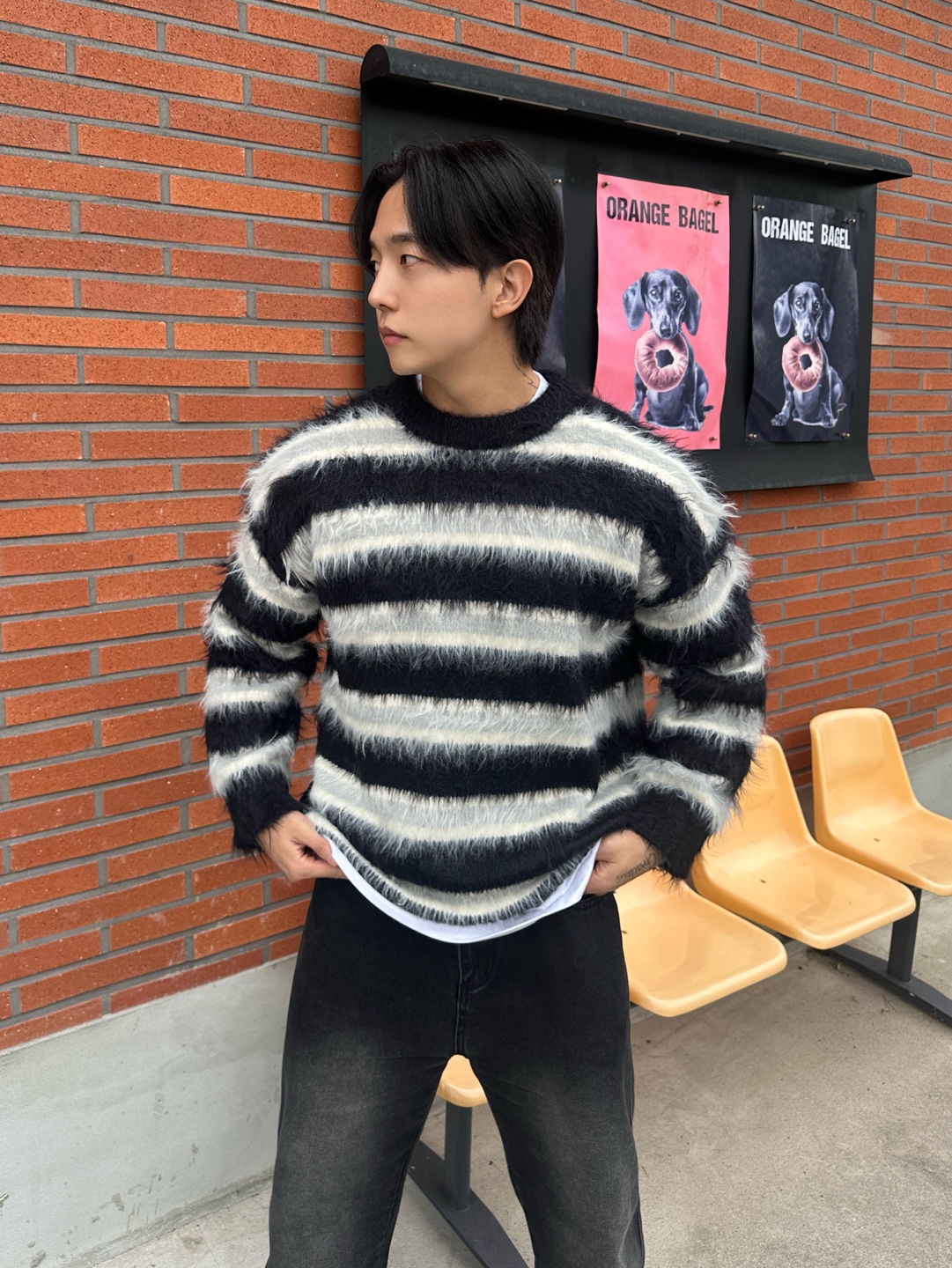 남자앙고라니트 단가라니트 커플스웨터 - 상세 이미지 4