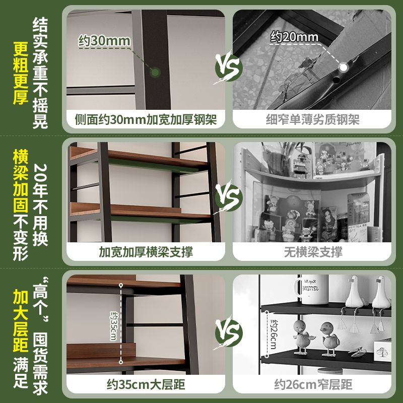 철제 수납 선반 인테리어 조립 주방 팬트리 진열장 80x35x180 월넛 4층 60X35X135CM - 상세 이미지 3