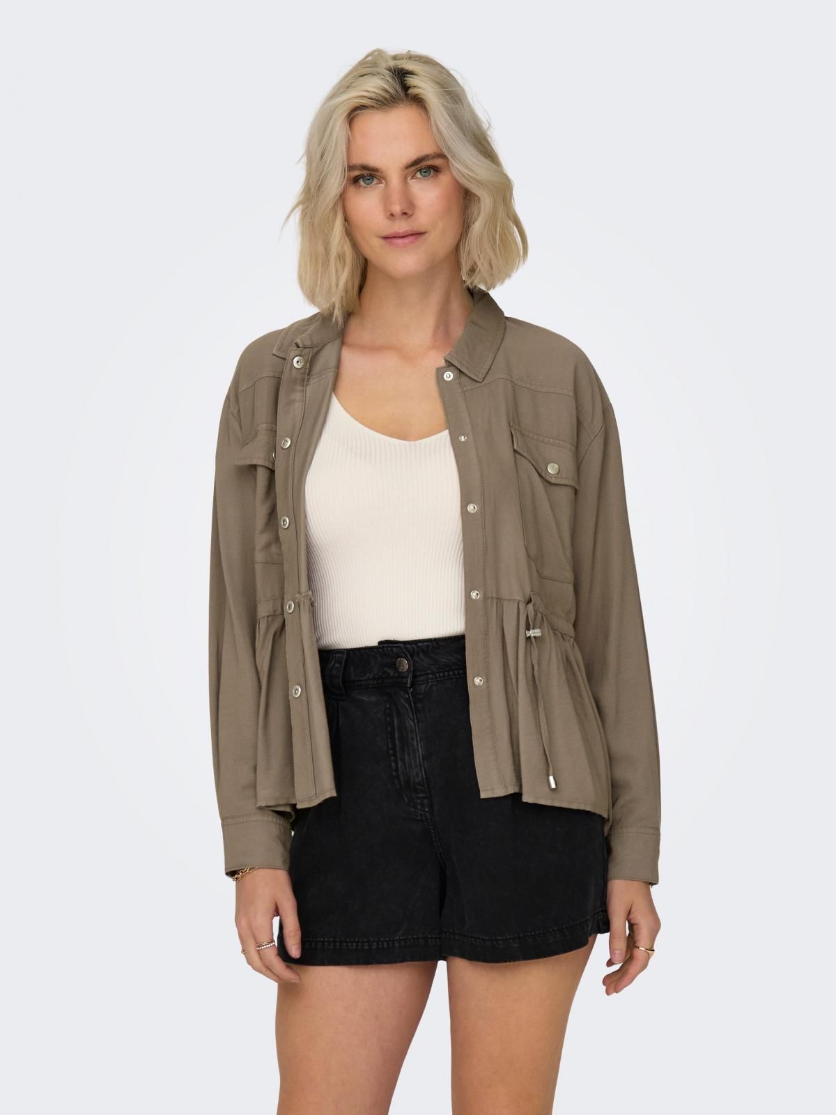 온리 테크니컬 벨티드 스트링 재킷 15308615_120 GREY / WALNUT - 상세 이미지 2