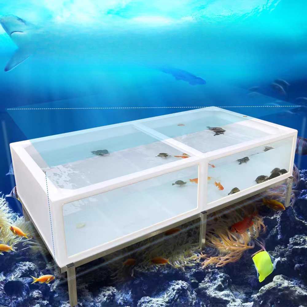 아크릴 거북이 수조 투명 넓은 수중 테라리움 사육장 블랙 100x50x40 패널+프레임 - 상세 이미지 2
