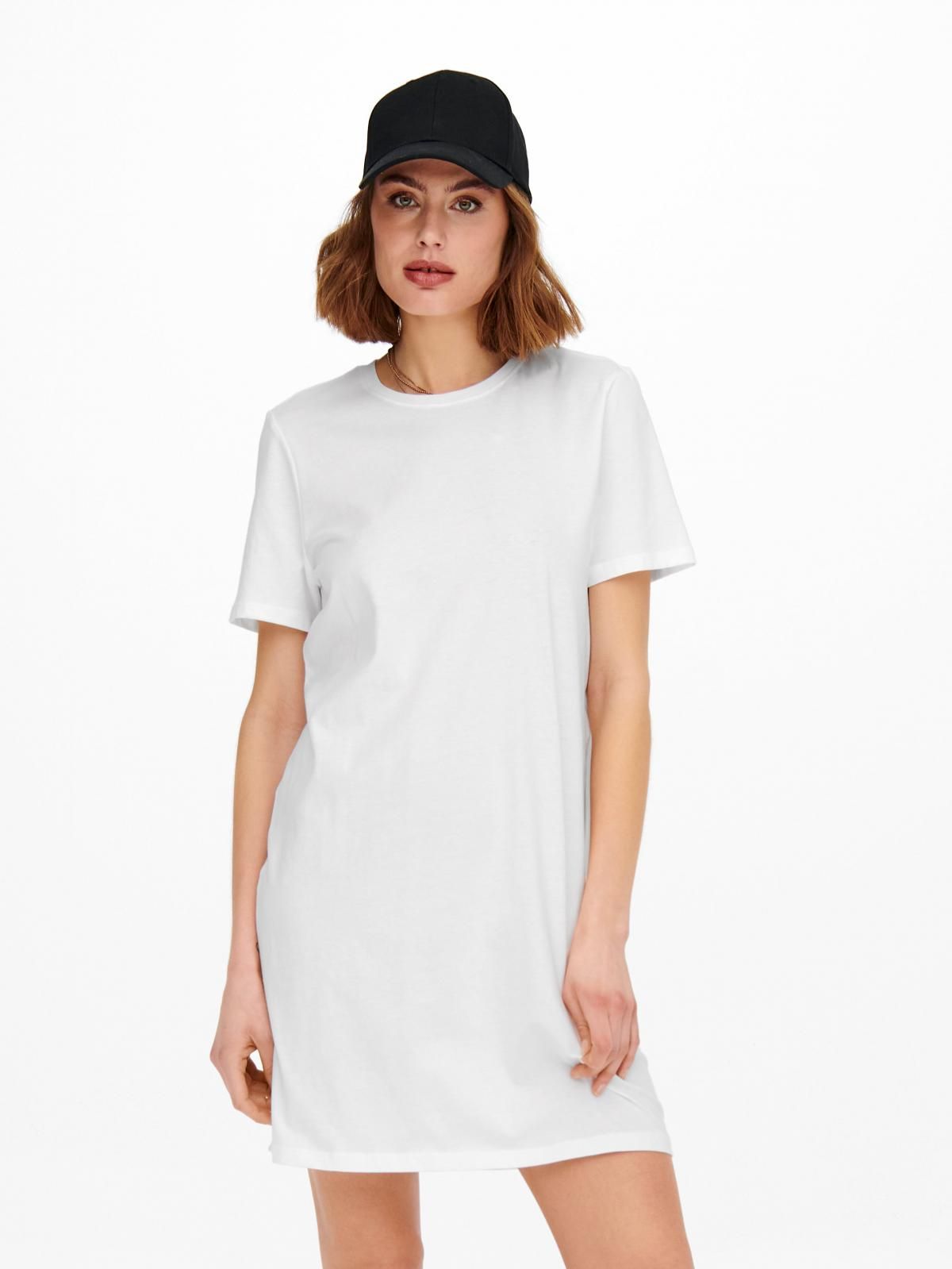 온리 코튼 미니 라운드넥 반팔 원피스 화이트 15233271_5 WHITE / BRIGHT WHITE - 상품 이미지