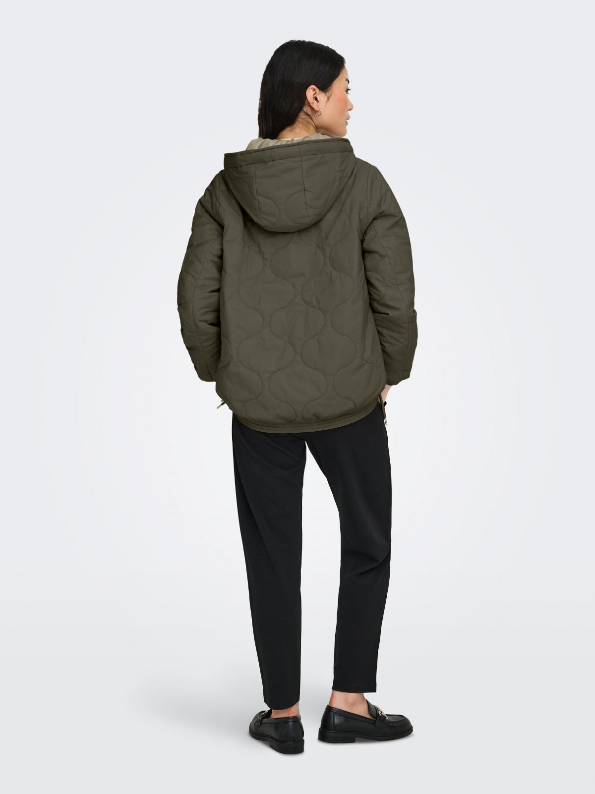 온리 테크니컬 퀼팅 후드 집업 재킷 15361128_13643_1261918 GREY / SMOKEY OLIVE - 상세 이미지 3