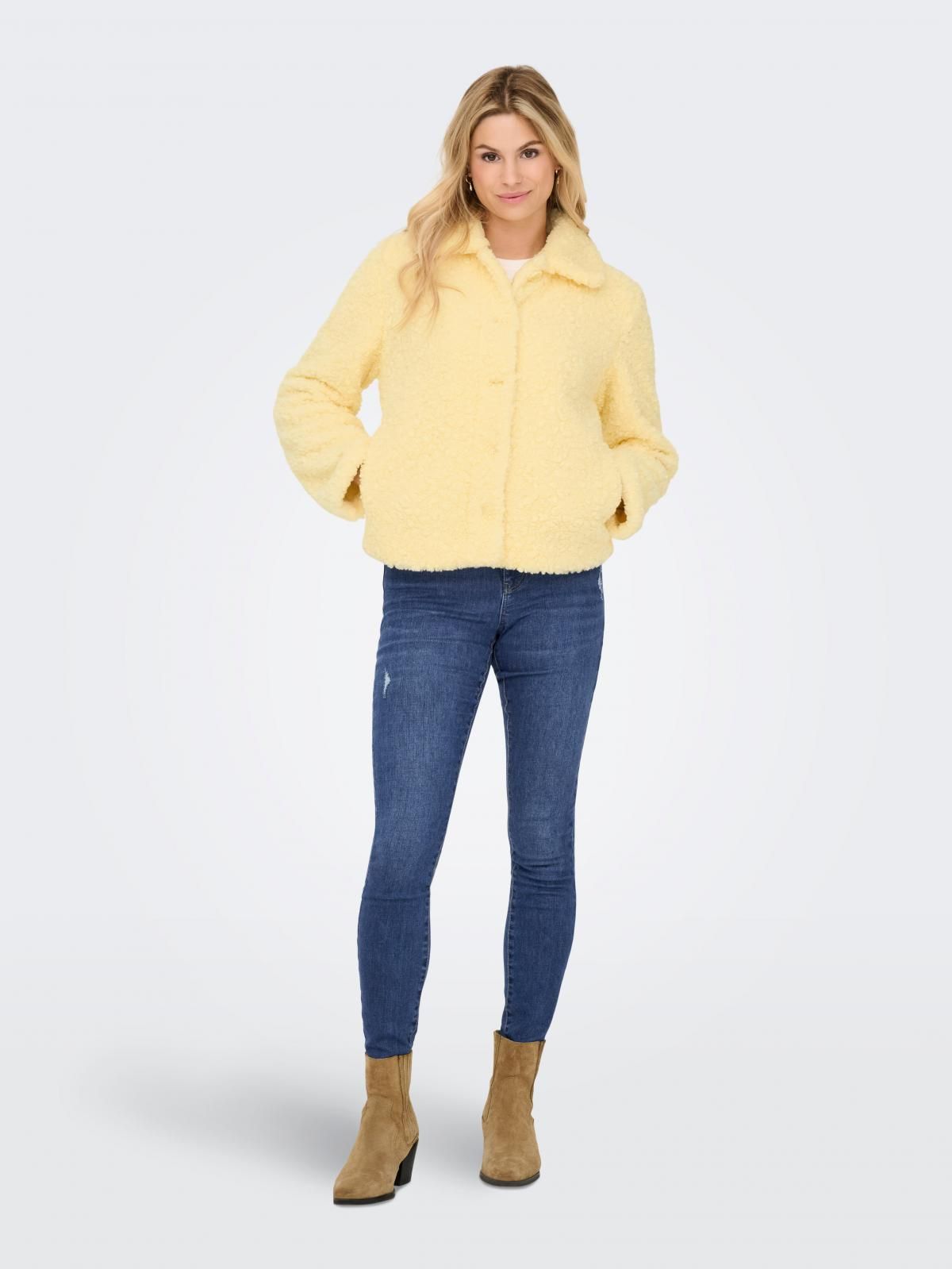온리 테디 소프트 베이직 버튼 재킷 15375408_425 YELLOW / DOUBLE CREAM - 상세 이미지 5