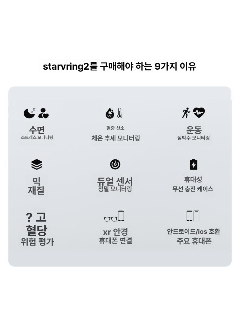 연속혈당측정기 스마트 반지 건강 모니터링 심박수 혈당 수면 측정 AR 링 - 상세 이미지 3