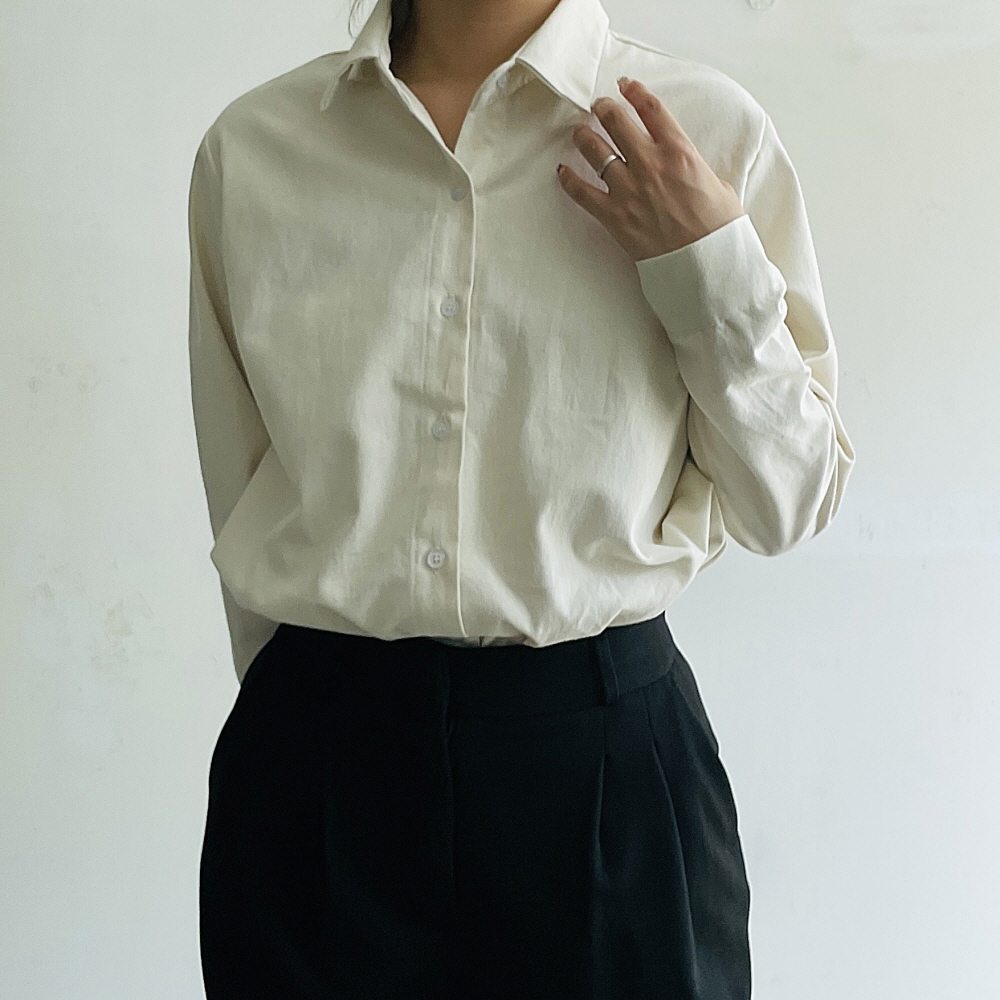 피치기모셔츠 기본 가을 겨울 여성 카라 파스텔 셔츠 남방 - 상품 이미지