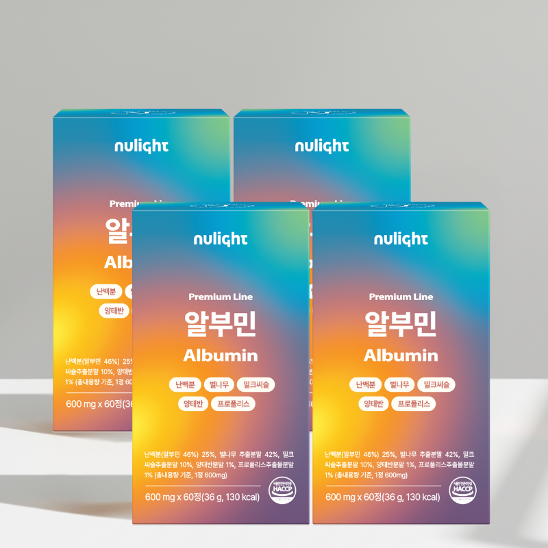 프리미엄 알부민 100% 난백 고순도 단백질 누라이트 60정, 4개 - 상품 이미지