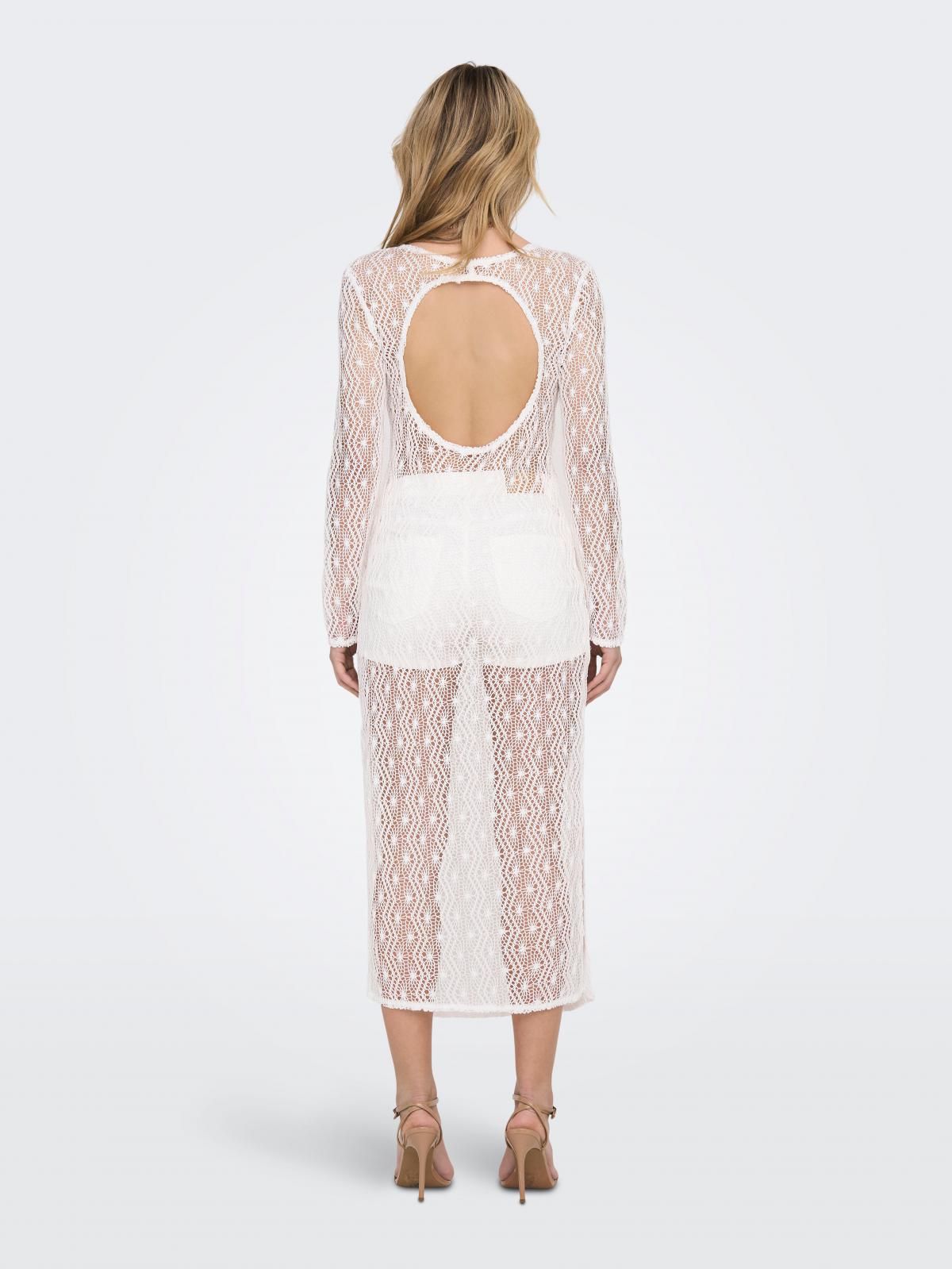 온리 레이스 롱 시스루 원피스 화이트 슬릿 15299888_19 WHITE / ANTIQUE WHITE - 상세 이미지 2