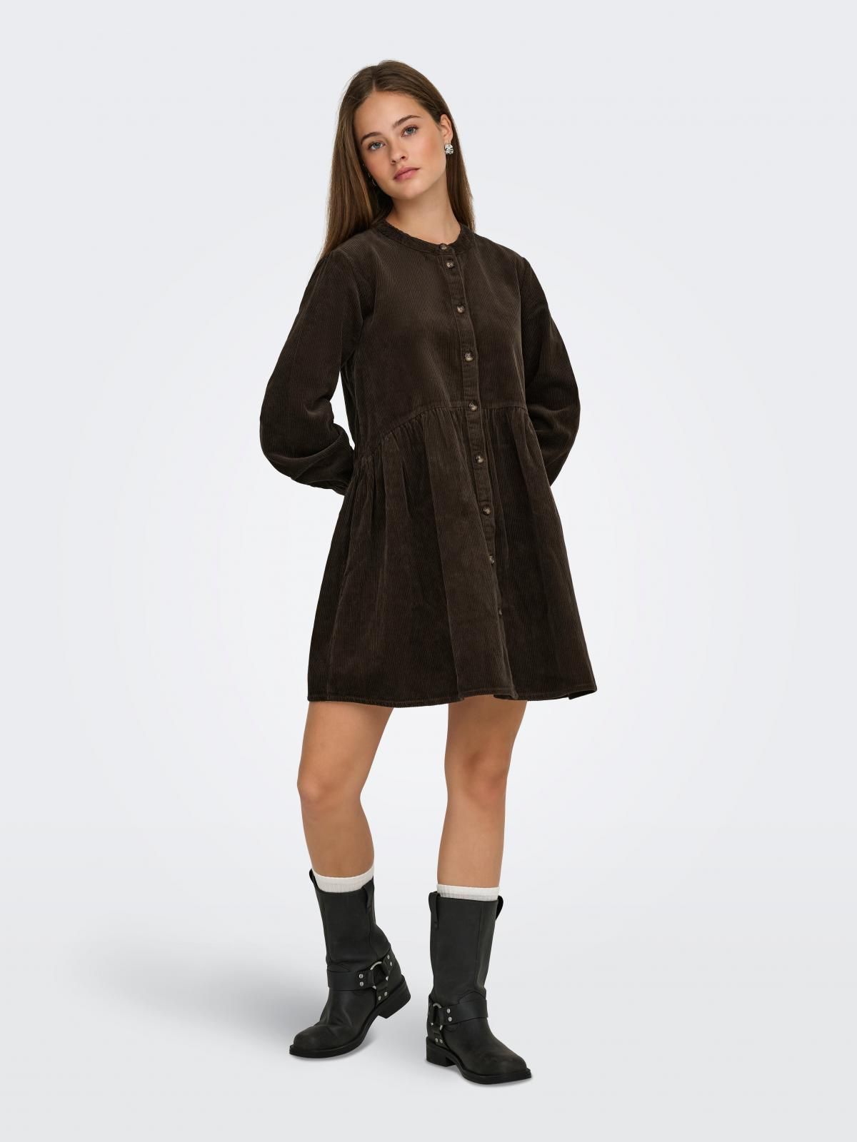 제이디와이 코듀로이 버튼업 루즈핏 미니 원피스 15367843_273 BROWN / SLATE BLACK - 상세 이미지 5