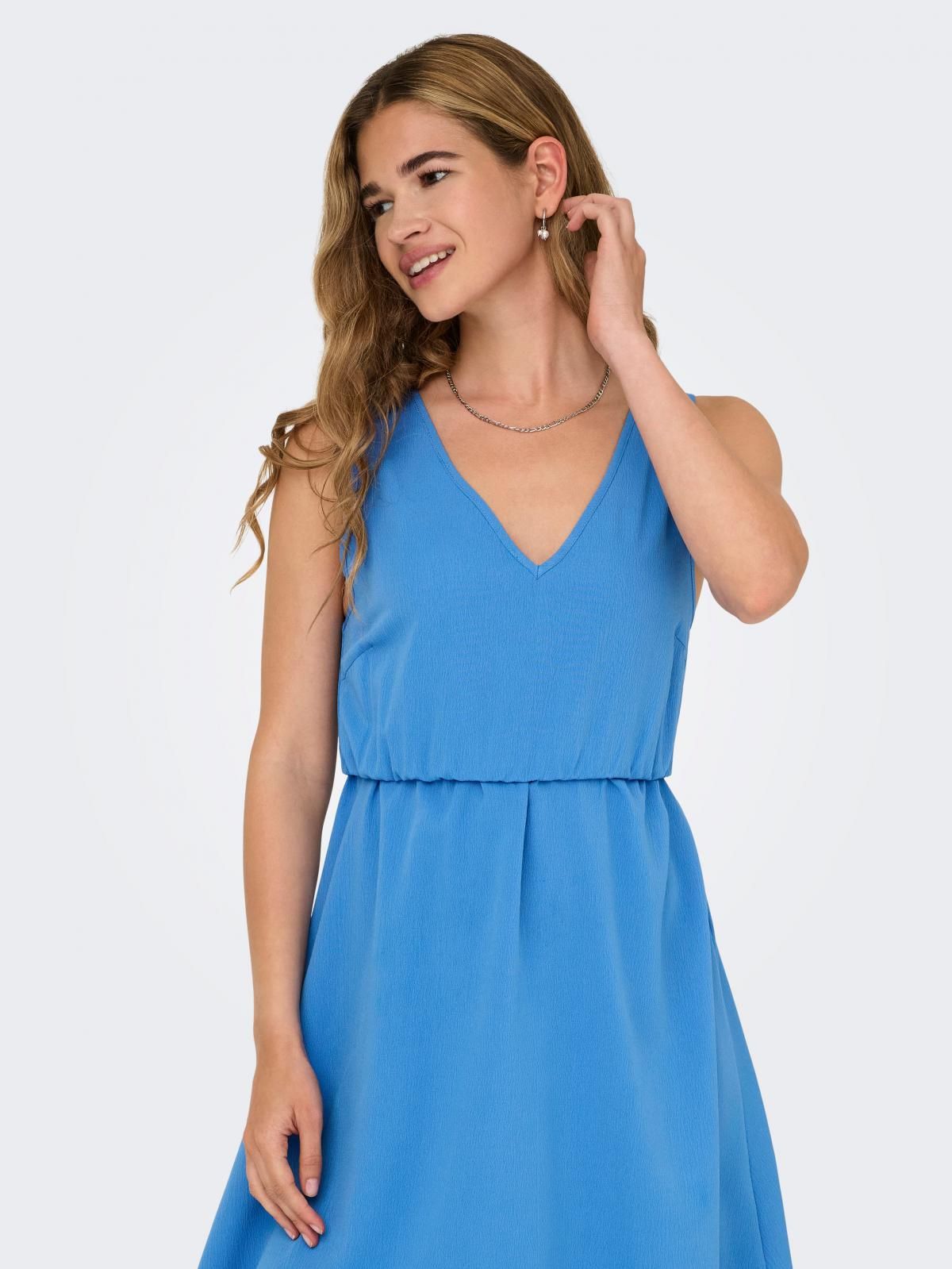 온리 테크니컬 브이넥 슬리브리스 미니 원피스 블루 15357109_1278 BLUE / REGATTA 이미지 6