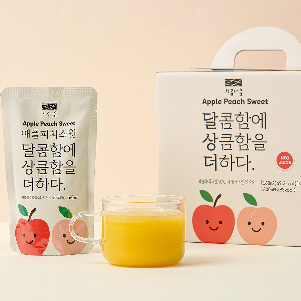 국산사과 복숭아 착즙 블랜딩한 생과일착즙주스 애플피치스윗 160mlX10팩 - 상세 이미지 2