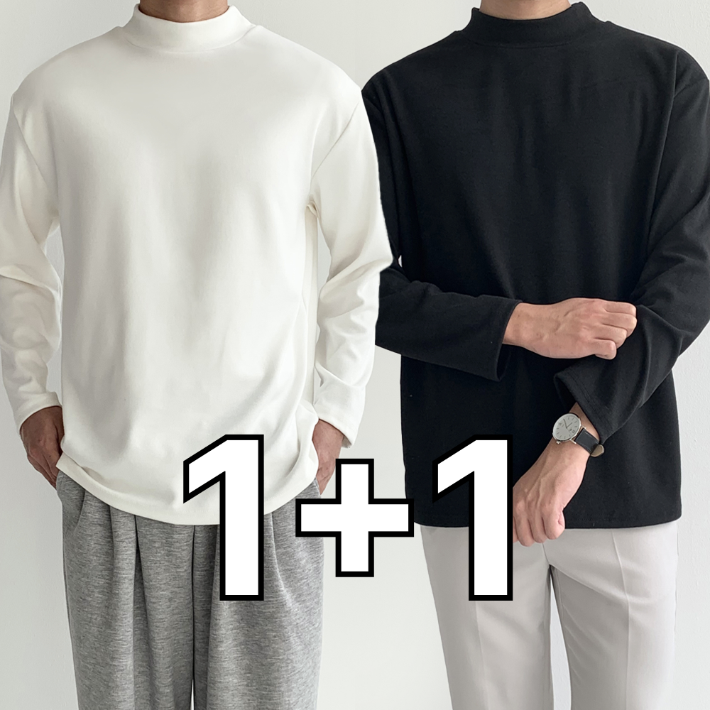 [1+1] 남자 반목티 남성 긴팔 티셔츠 간절기 겨울 폴라티 - 상품 이미지