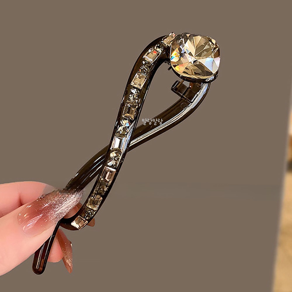 스퀘어 큐빅 트위스트집게핀 고급스러운 헤어삔 가벼운 올림머리핀 - 상세 이미지 5