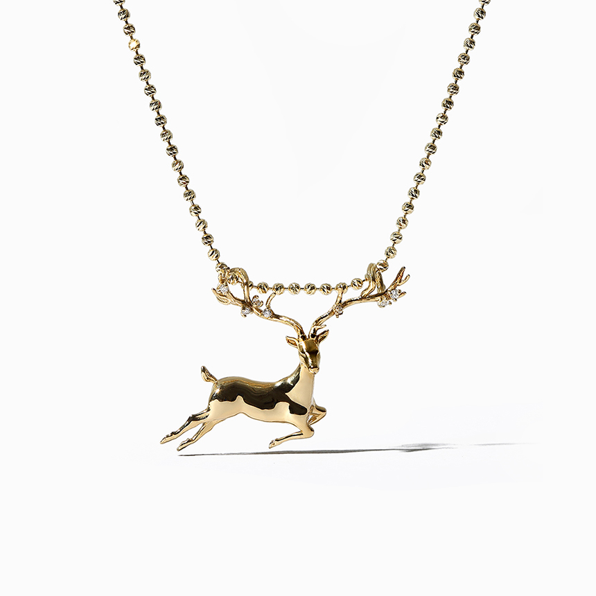 겨울 다이아몬드 눈꽃 사슴 목걸이 연말 선물 찰랑시 크리스마스 럭셔리 14k 18k - 상품 이미지
